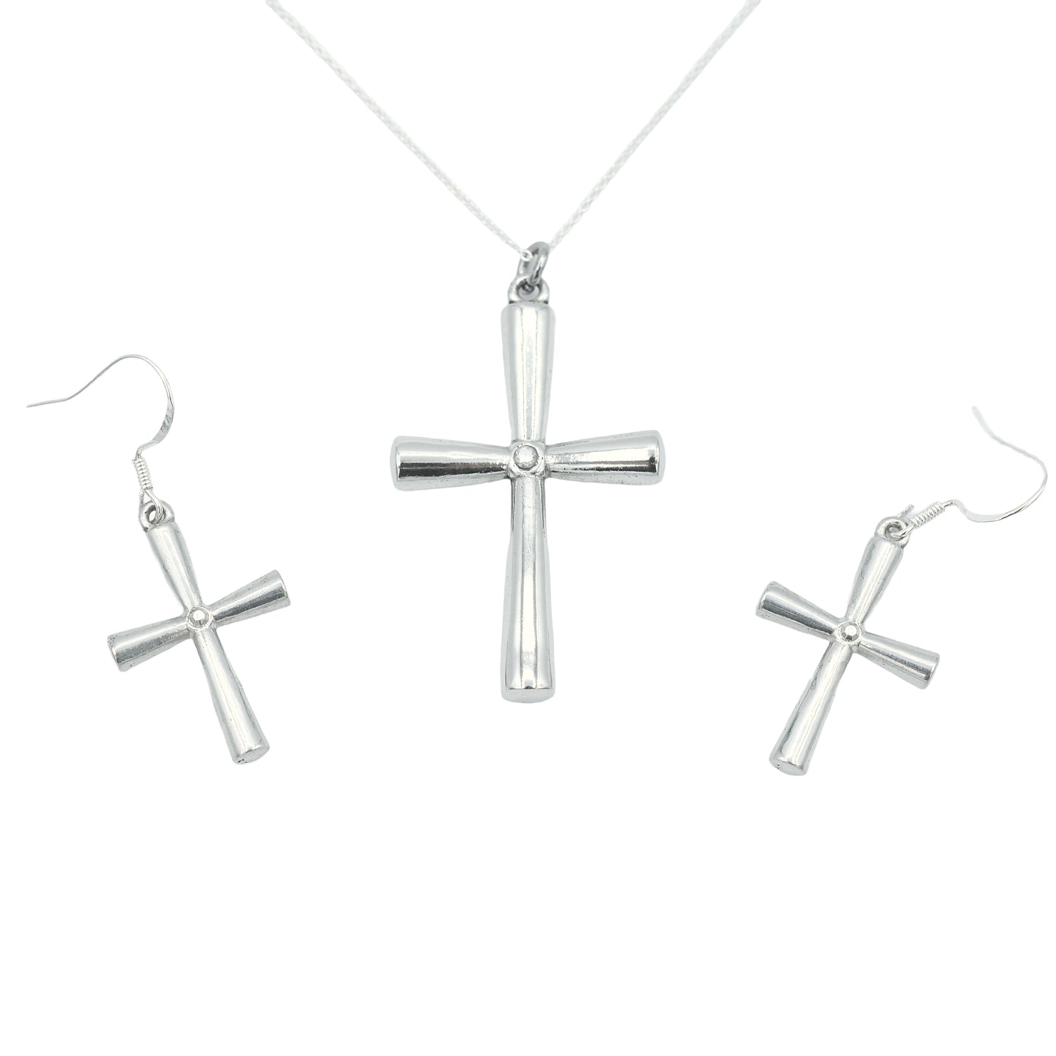 Tin Cross and Diamond Pendant and Matching Earrings - 10th Anniversary gift set