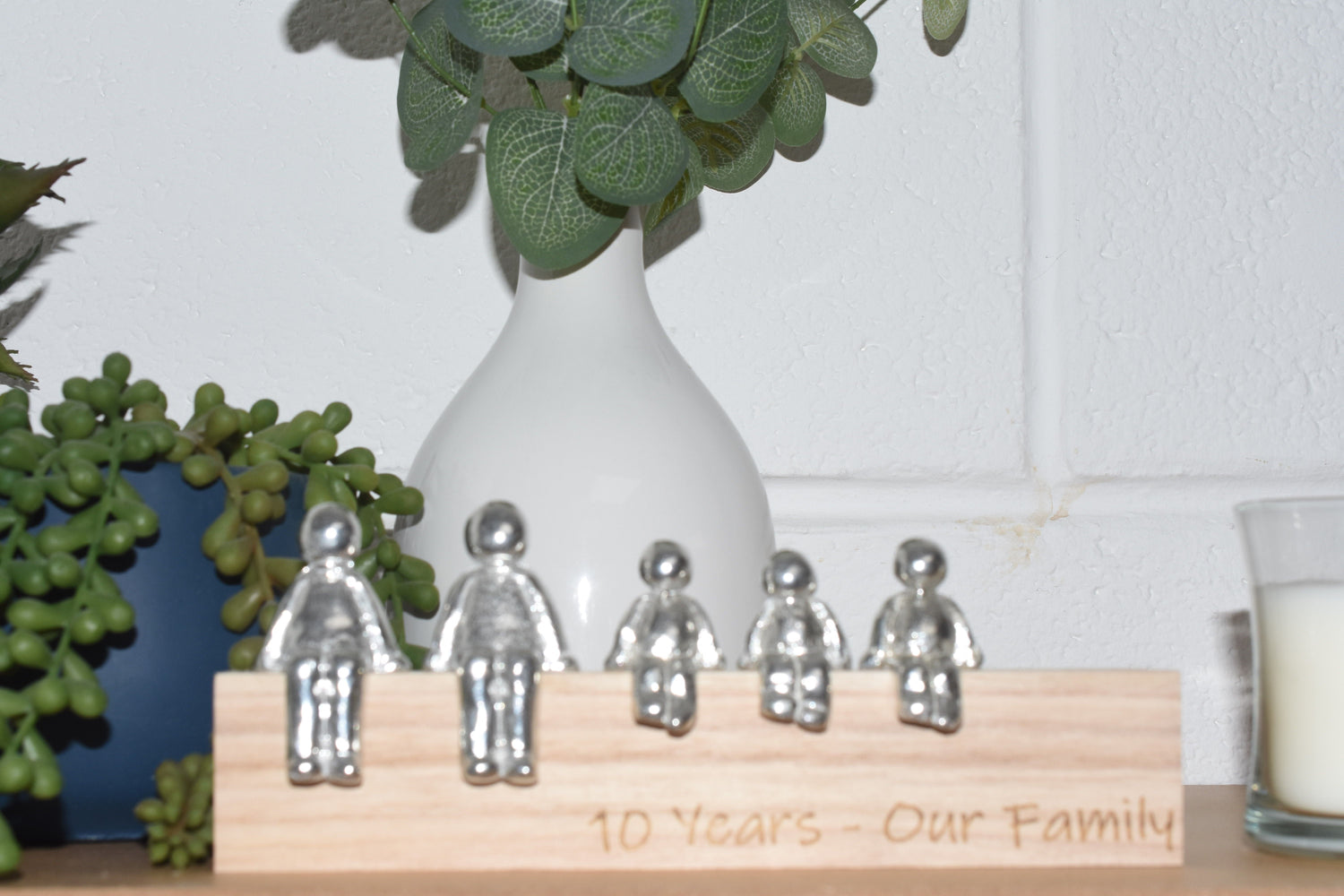 10 Years Our Family - Tin Sculpture Figurines 10th Anniversary Decoration