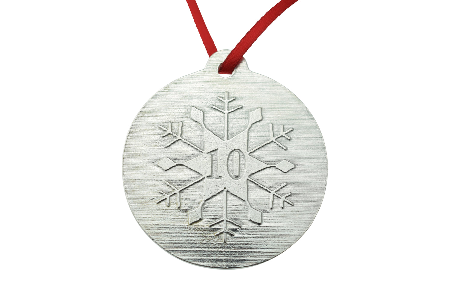10th Christmas Snowflake Metal Decoration - 10th Anniversary Idea