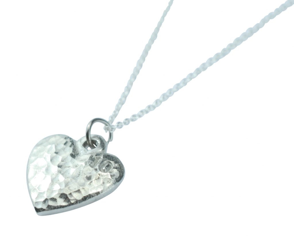 10th 100% Pure Tin Anniversary Stamped Heart Necklace