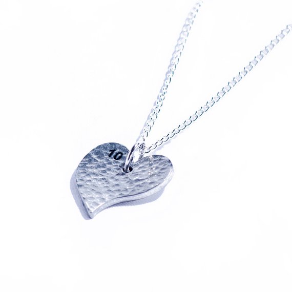 10th Anniversary 100% Pure Tin Off Shape Heart Necklace