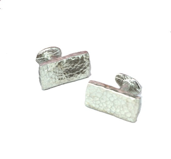 Tin Rectangle Beaten Cufflinks