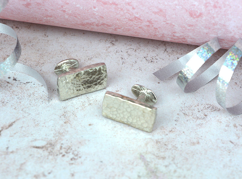 Tin Rectangle Beaten Cufflinks