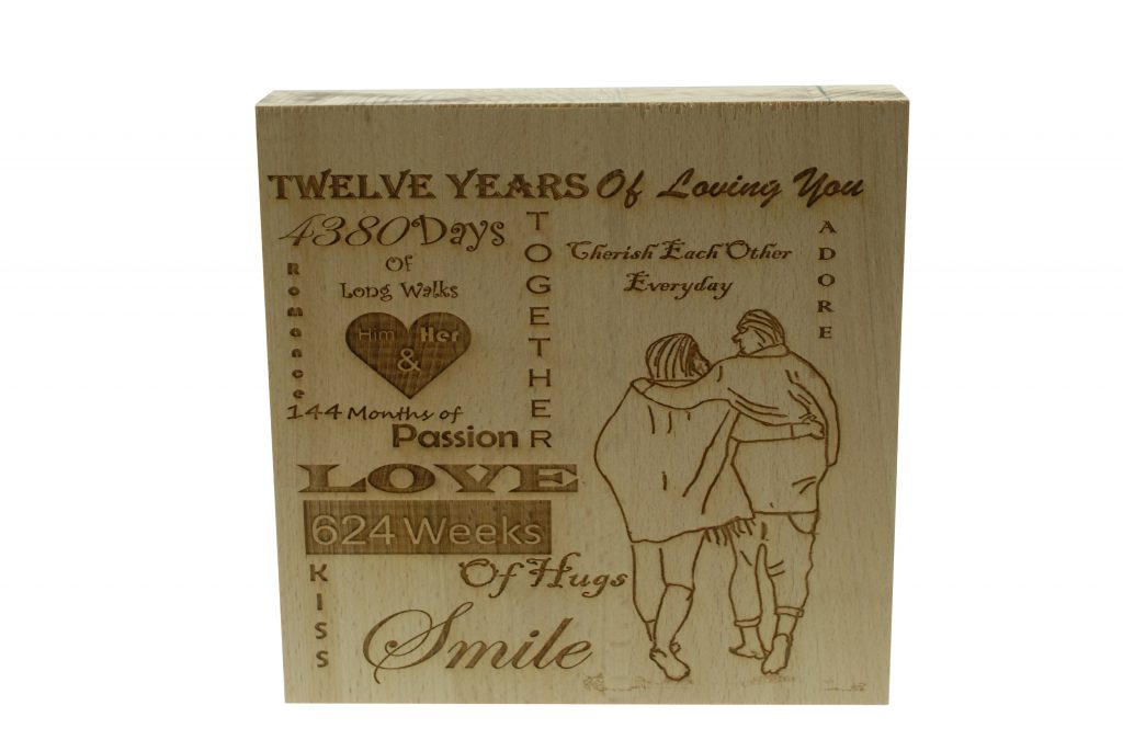 12 Years of Loving You Wooden Block