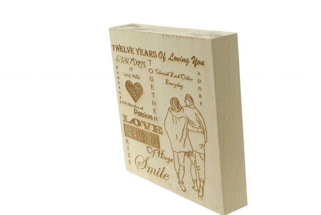12 Years of Loving You Wooden Block