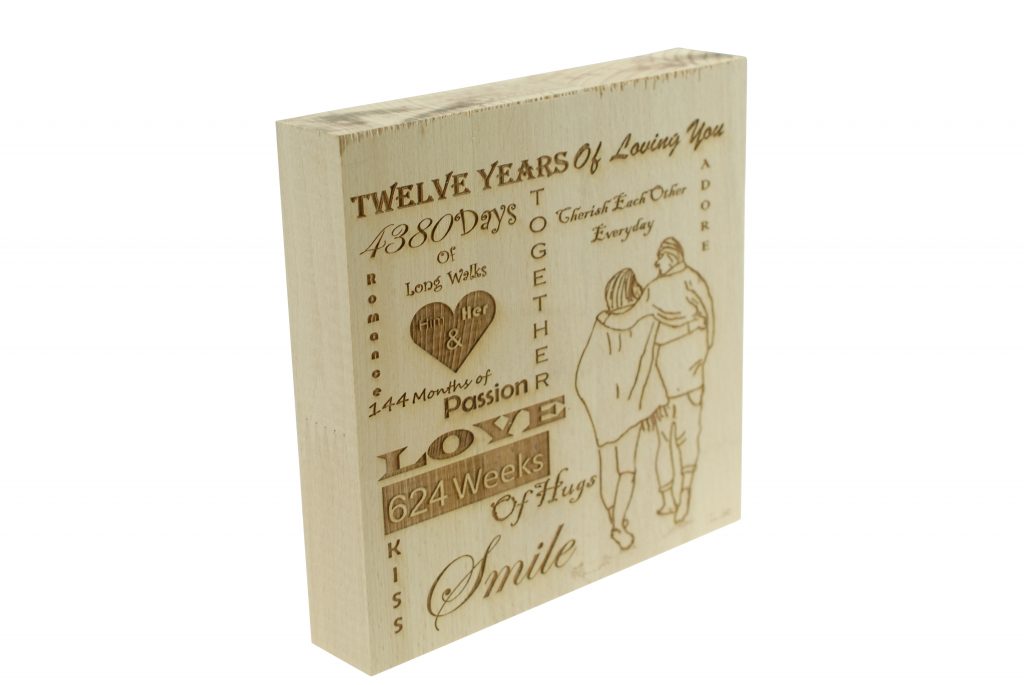 12 Years of Loving You Wooden Block
