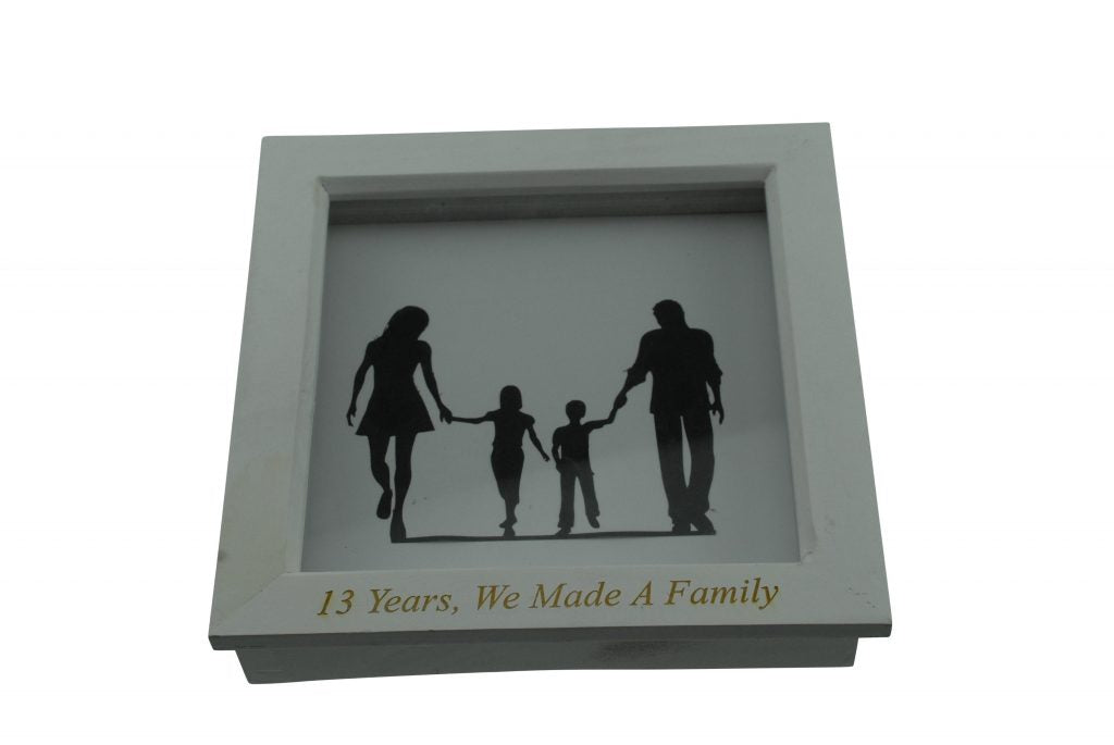 13 Years We Made A Family White Wooden Frame