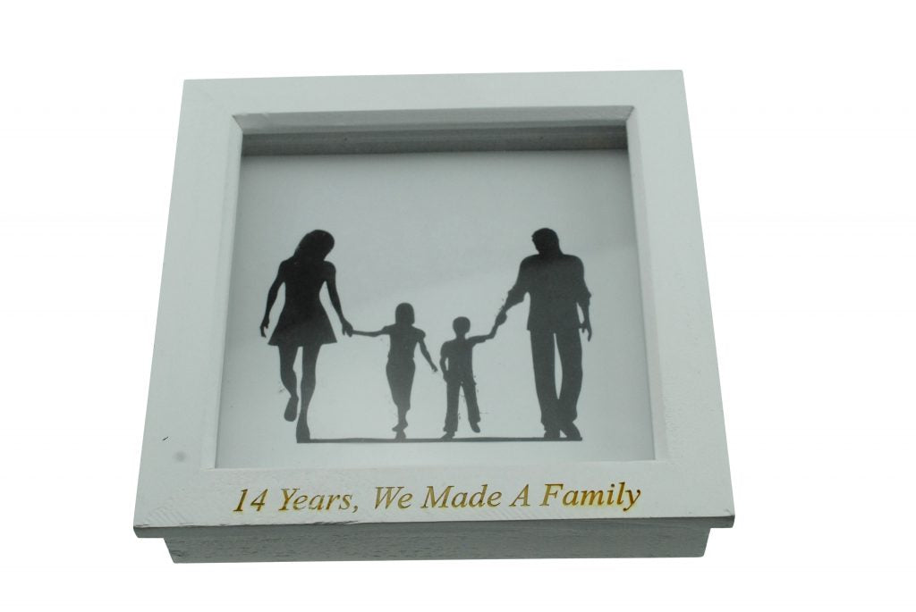 14 Years We Made A Family White Wooden Frame
