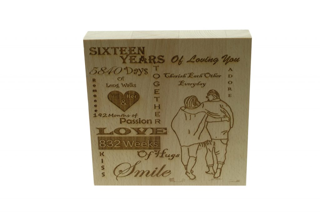 16 Years of Loving You Wooden Block