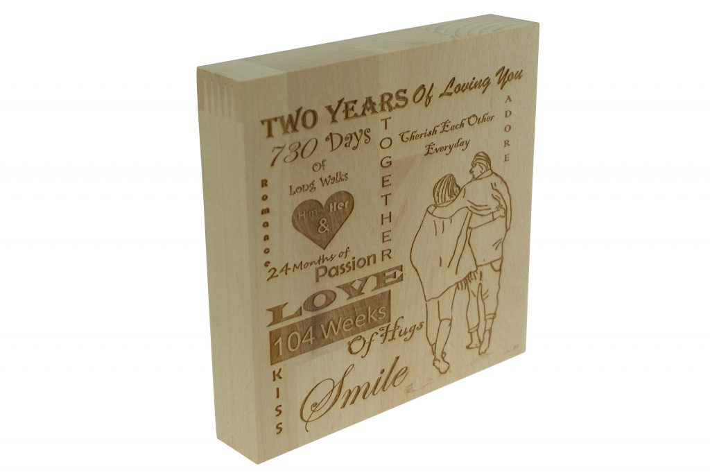2 Years of Loving You Wooden Block
