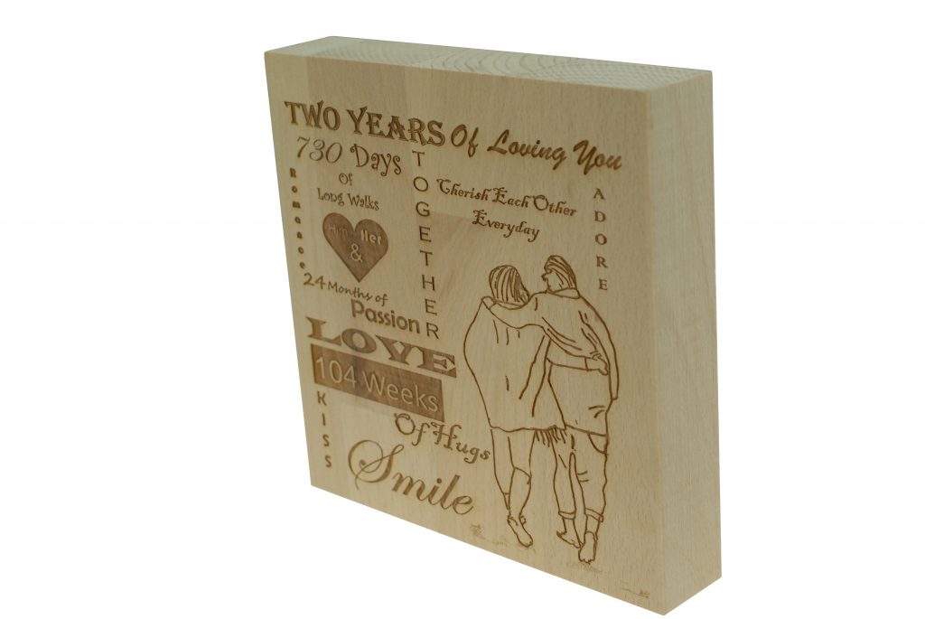 2 Years of Loving You Wooden Block