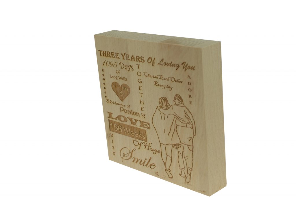 3 Years of Loving You Wooden Block