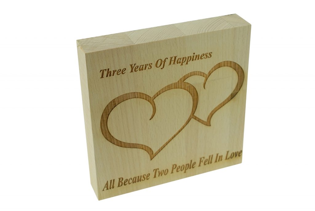 3 Years of Happiness Beech Block