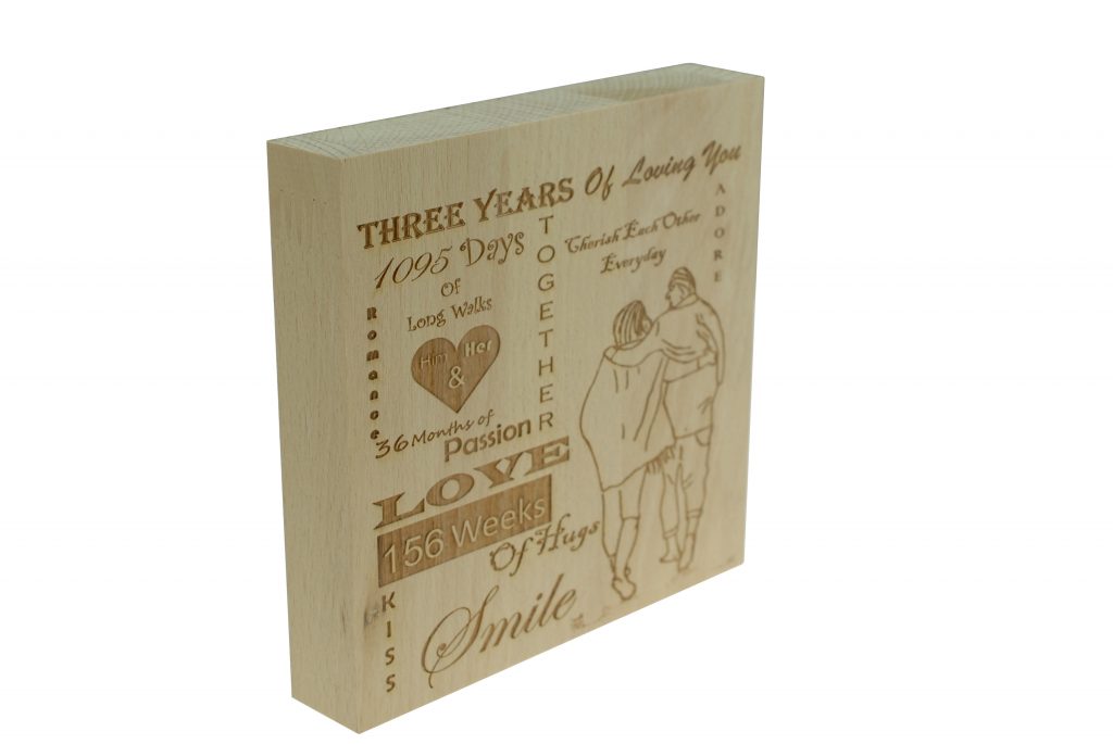 3 Years of Loving You Wooden Block