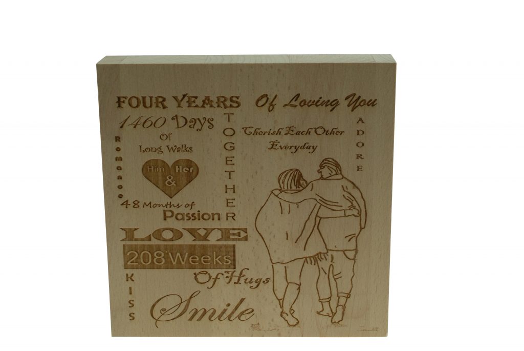 4 Years of Loving You Wooden Block