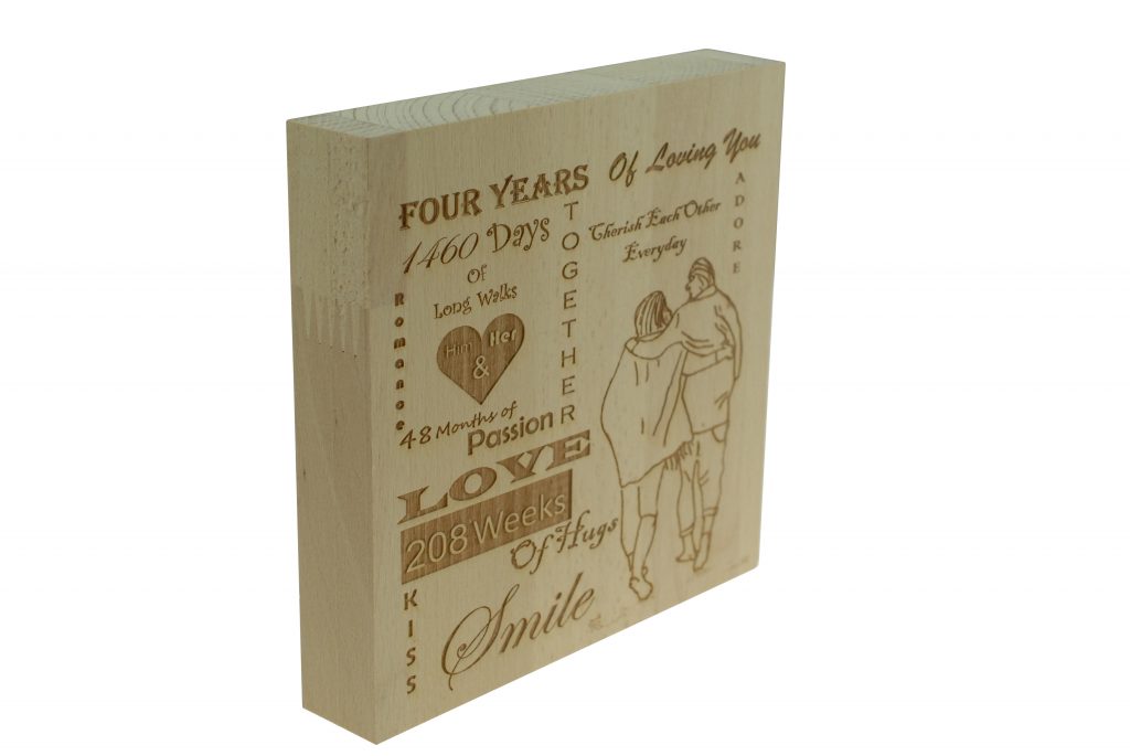 4 Years of Loving You Wooden Block