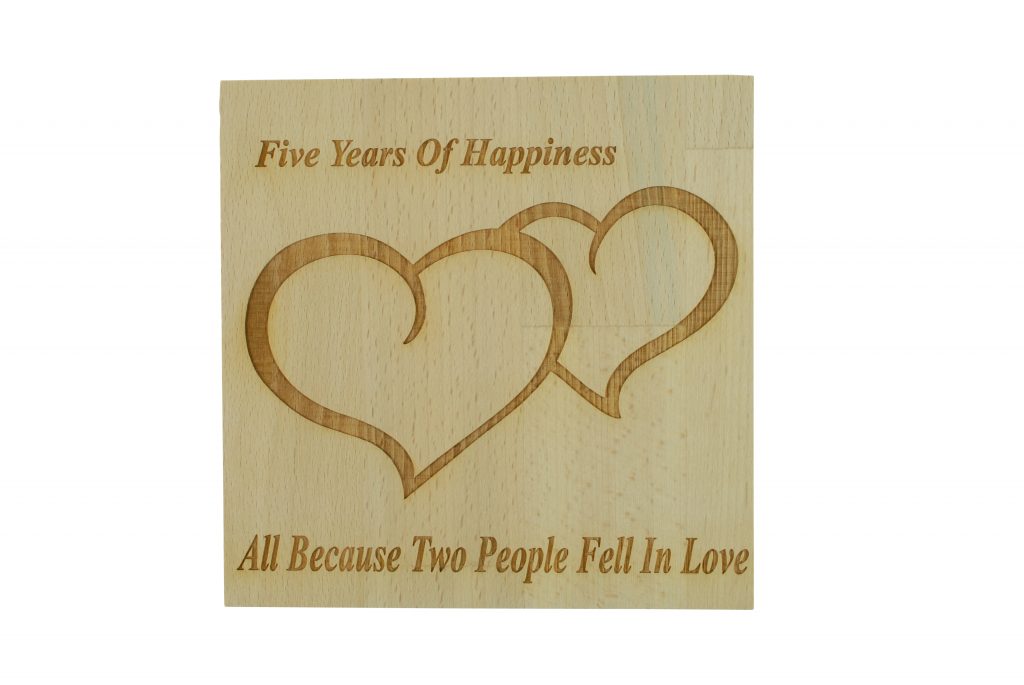 5 Years of Happiness Beech Block (Wood Anniversary)