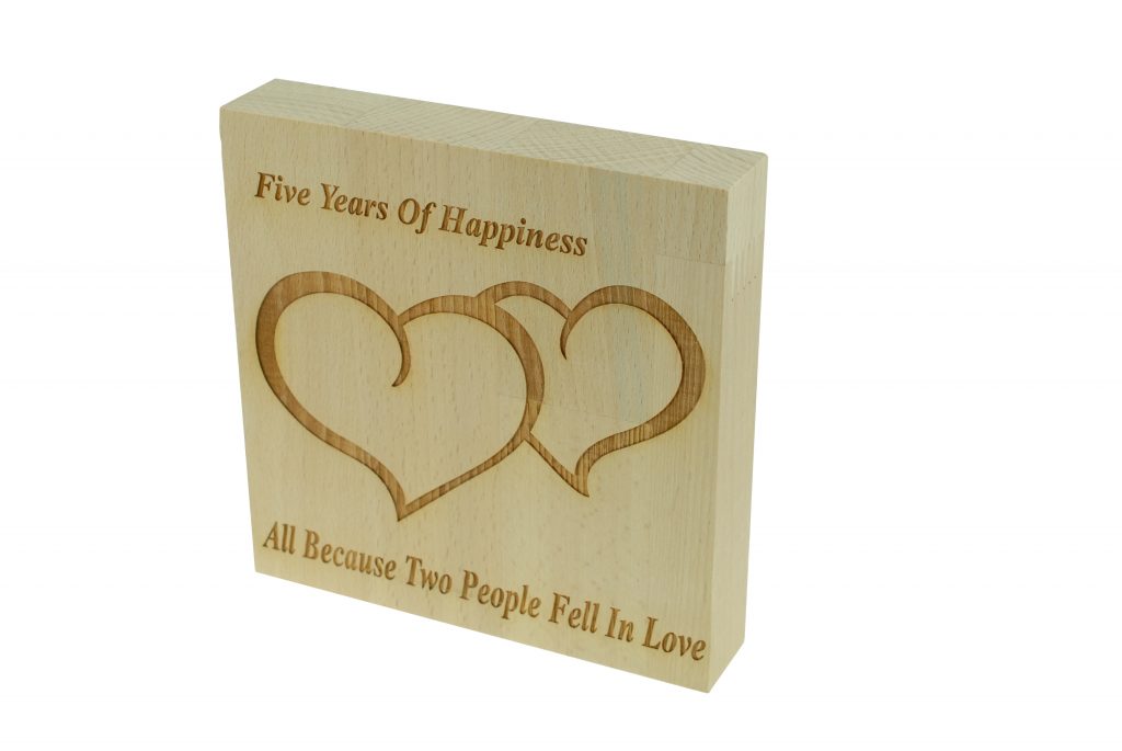 5 Years of Happiness Beech Block (Wood Anniversary)