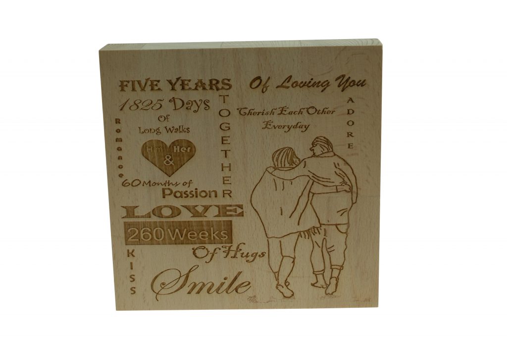 5 Years of Loving You Wooden Block (Wood Anniversary)