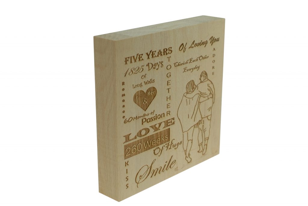 5 Years of Loving You Wooden Block (Wood Anniversary)