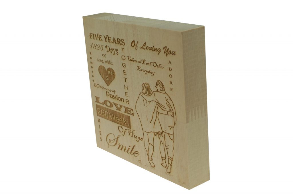 5 Years of Loving You Wooden Block (Wood Anniversary)