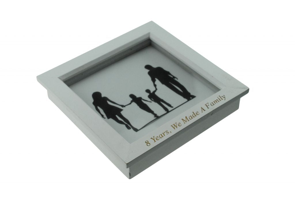 8 Years We Made A Family White Wooden Frame