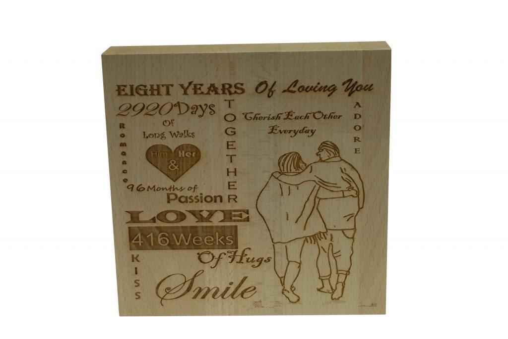 8 Years of Loving You Wooden Block