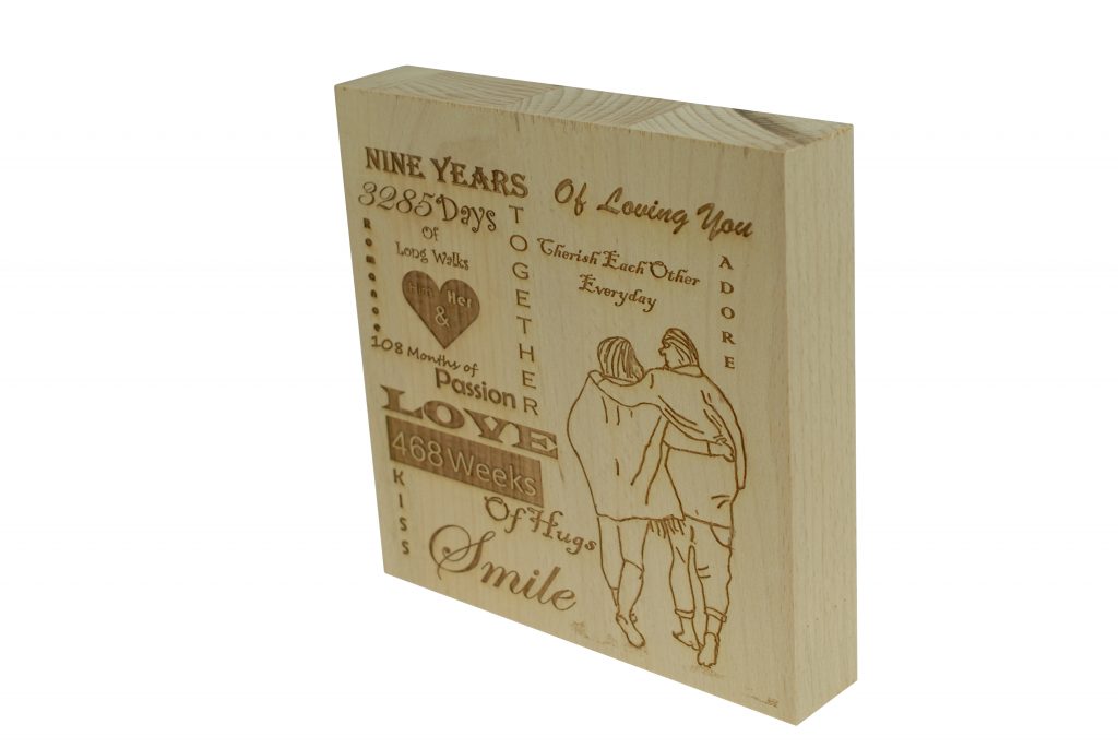 9 Years of Loving You Wooden Block