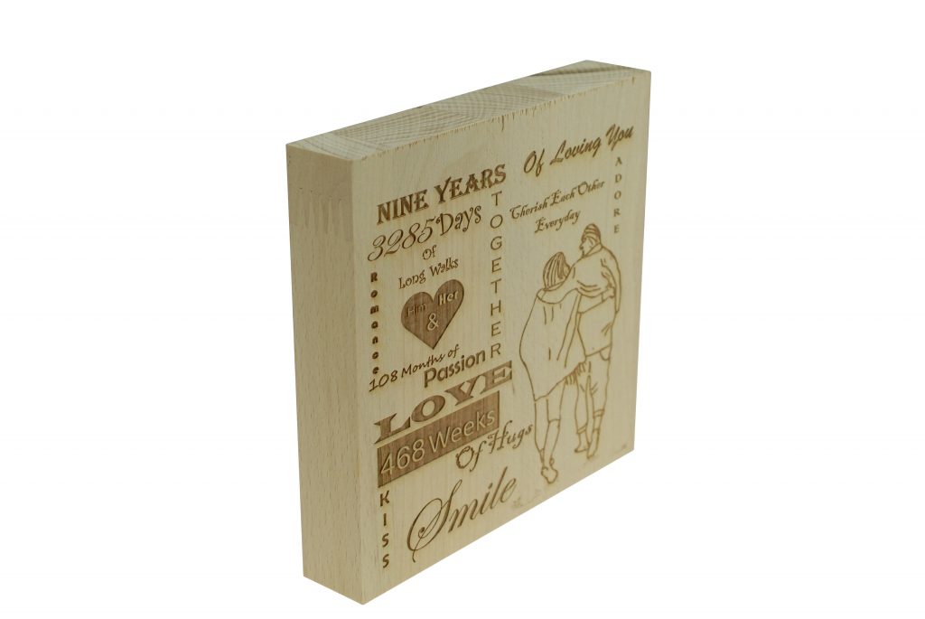 9 Years of Loving You Wooden Block