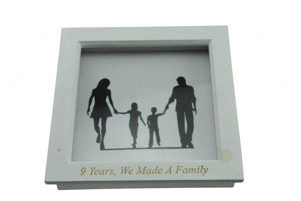 9 Years We Made A Family White Wooden Frame