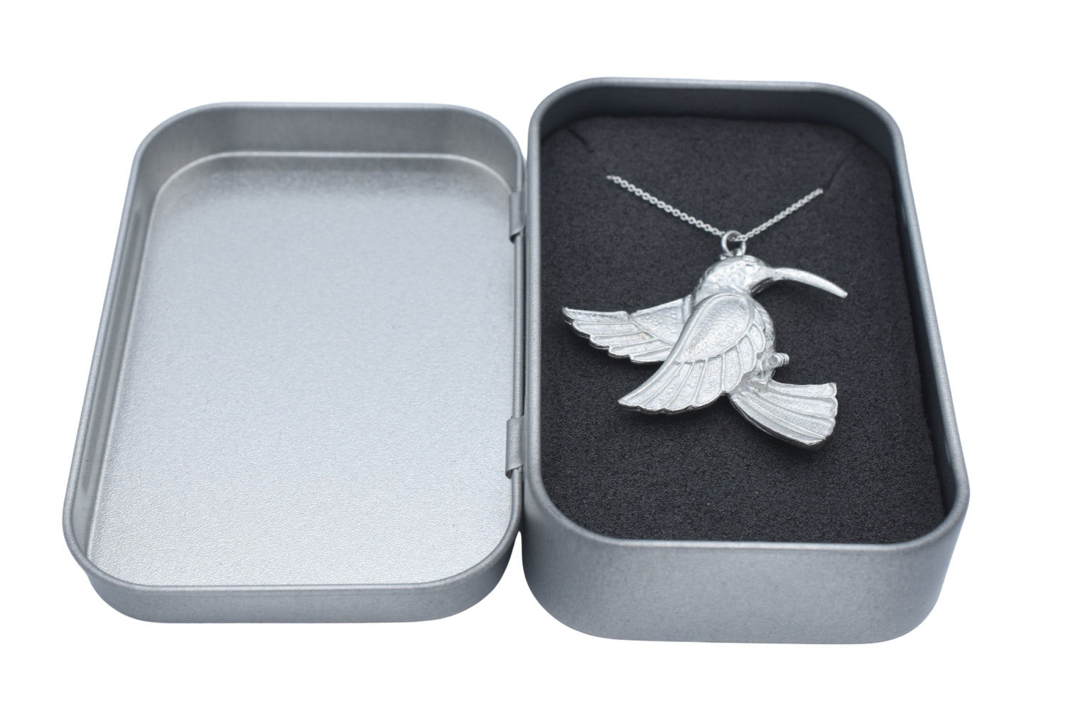 Bird Tin Pendant Necklace