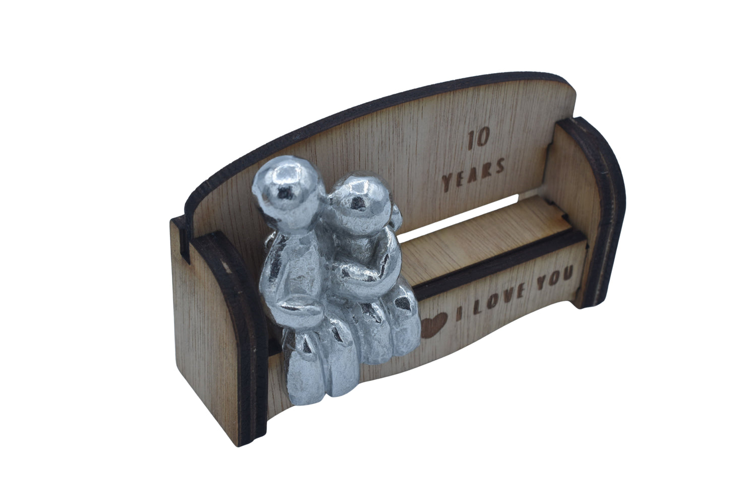 I Love You - Cuddling Couple Wooden Sofa – 10 Year Anniversary Gift