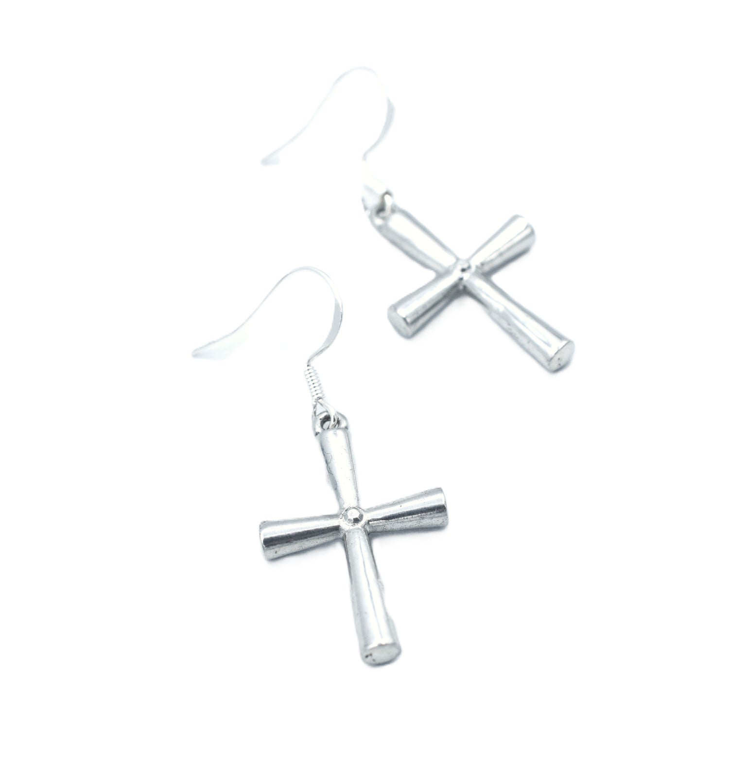 Delicate Tin Cross earrings - 10th anniversary wedding gift