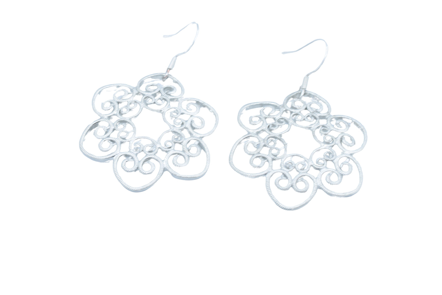 Swirly Flower Tin Earrings - Tenth Wedding Anniversary Earring Gift