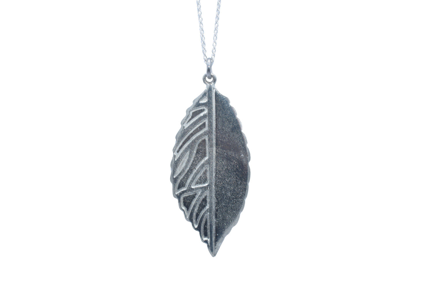 Large Leaf Tin Pendant Necklace