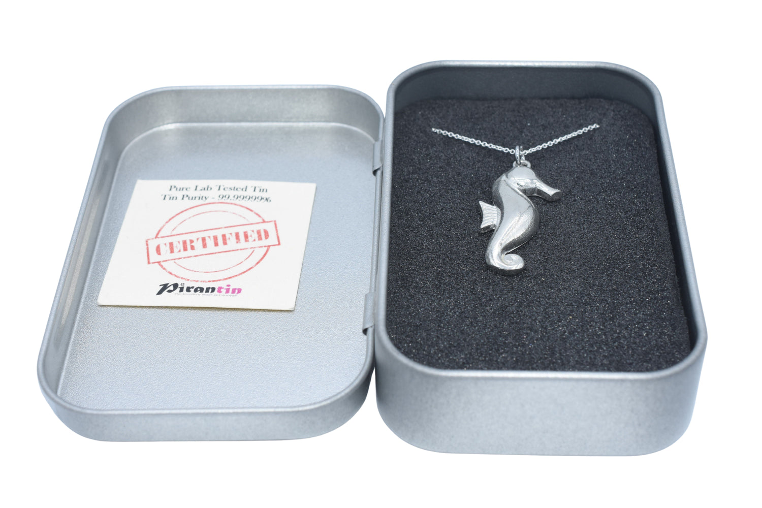 Large Seahorse Tin Pendant Necklace