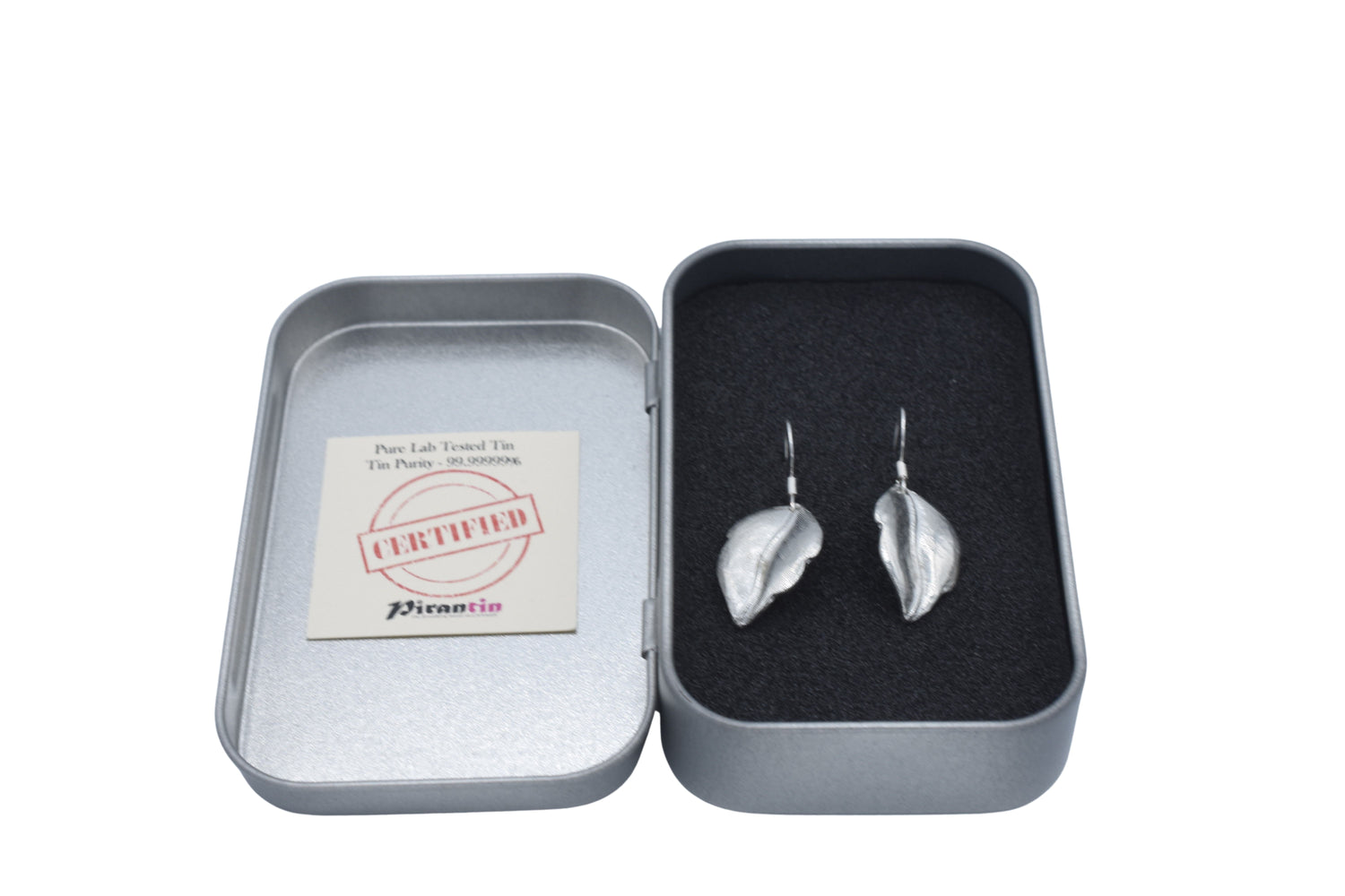 Tin Leaf Earrings - Nature themed 10th Wedding Anniversary Gift