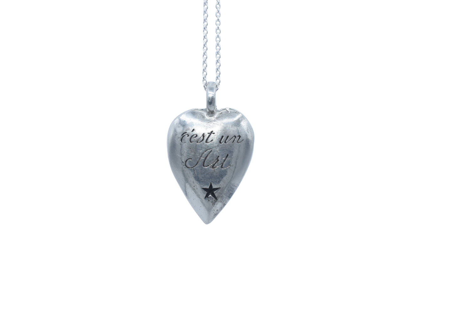 Love is not a Feeling, It is an Art Tin Heart Pendant Necklace