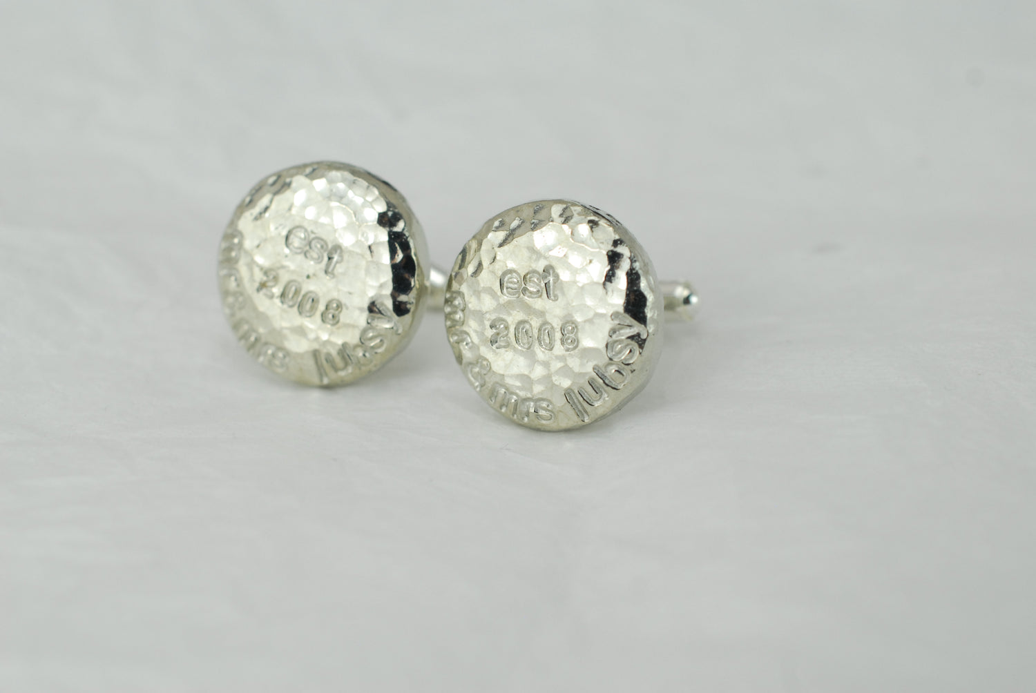 Mr & Mrs EST Circle Beaten Cufflinks