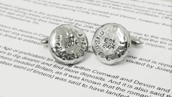 Mr & Mrs EST Circle Beaten Cufflinks