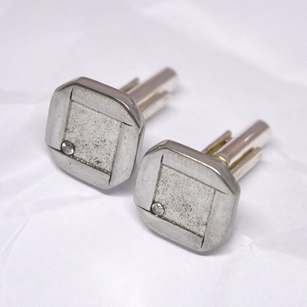 Octagon Tin Diamond Cufflinks