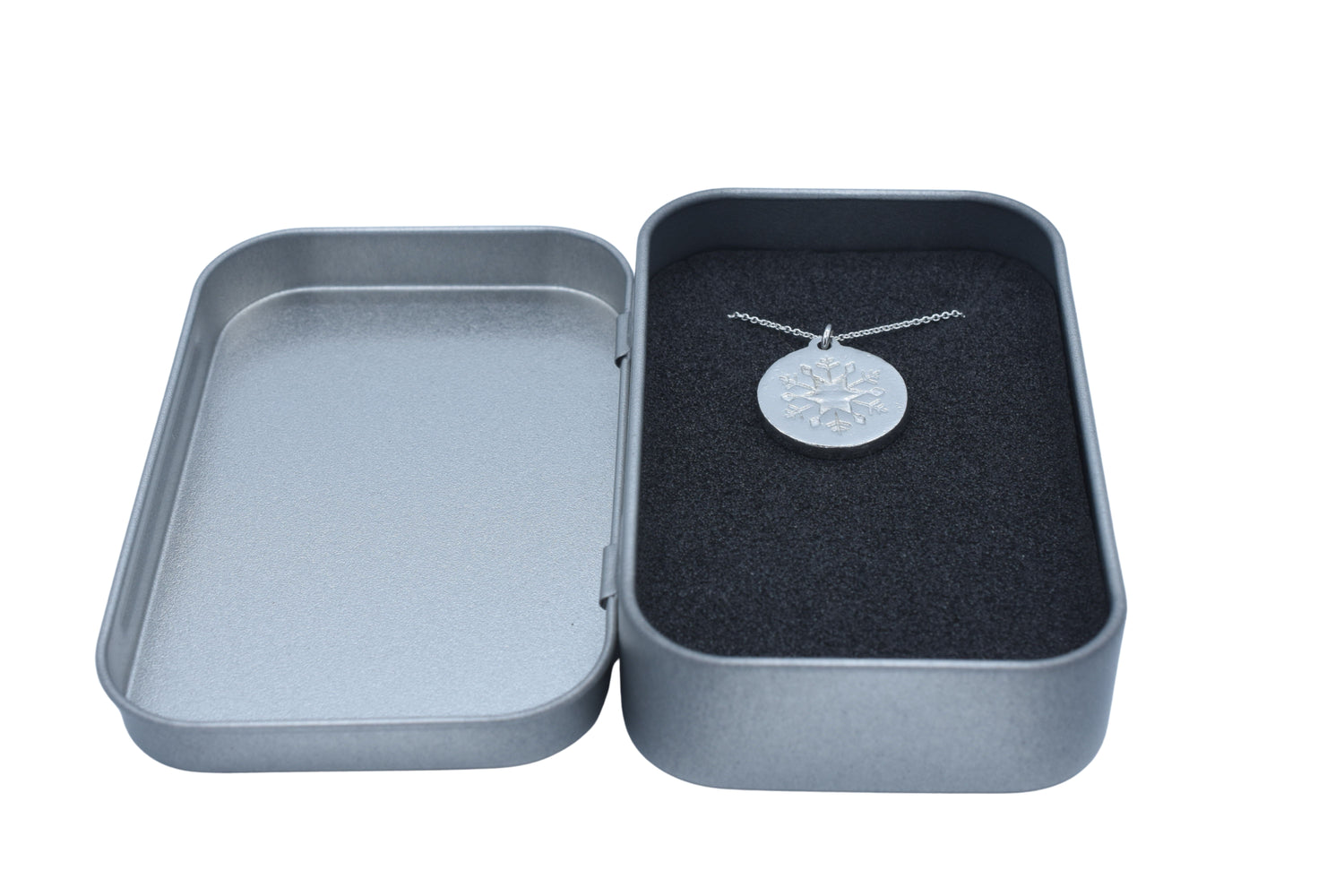 Snowflake Tin Pendant Necklace