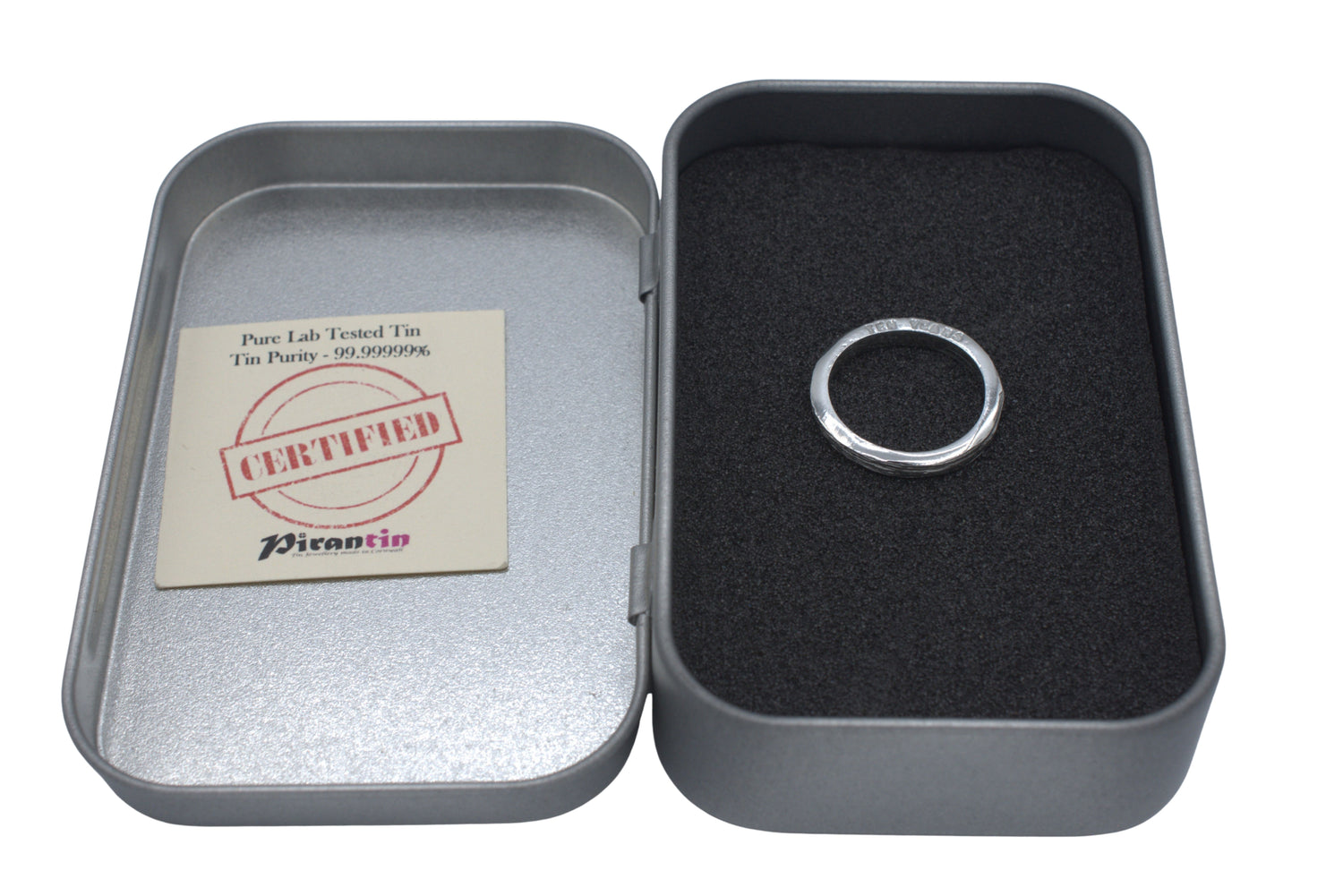 Ten Year Tin Ladies 3mm Ring