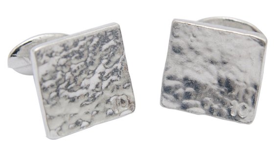 Tin 10 Year Square Beaten Cufflinks