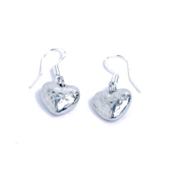 Tin Beaten Heart Earrings