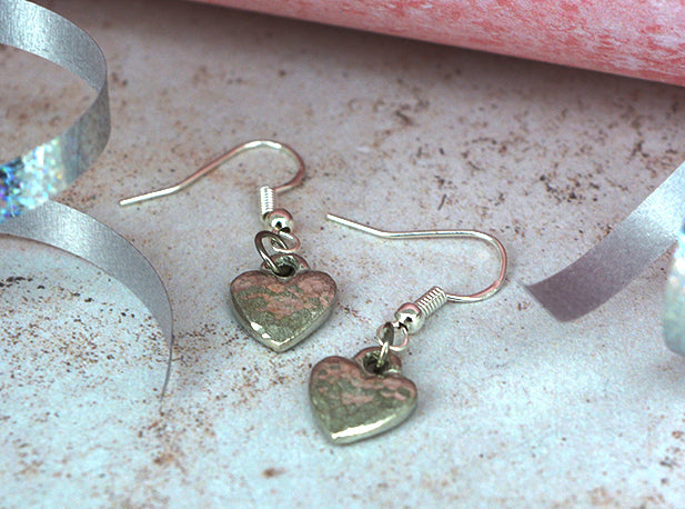 Tin Beaten Heart Earrings