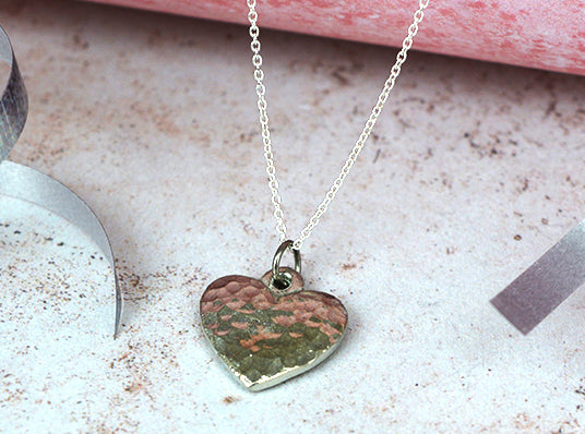 Tin Beaten Heart Necklace
