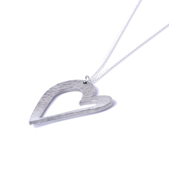 Tin Beaten Open Off Shape Necklace