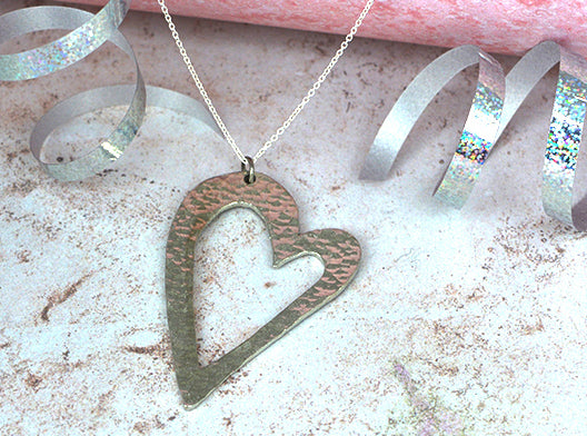 Tin Beaten Open Off Shape Necklace