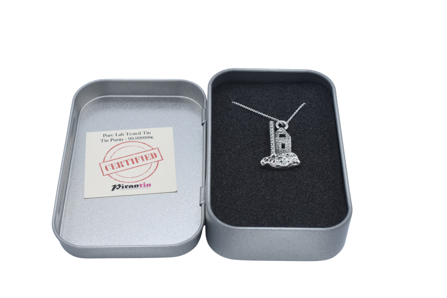 Tin Cornish Engine House Pendant Necklace